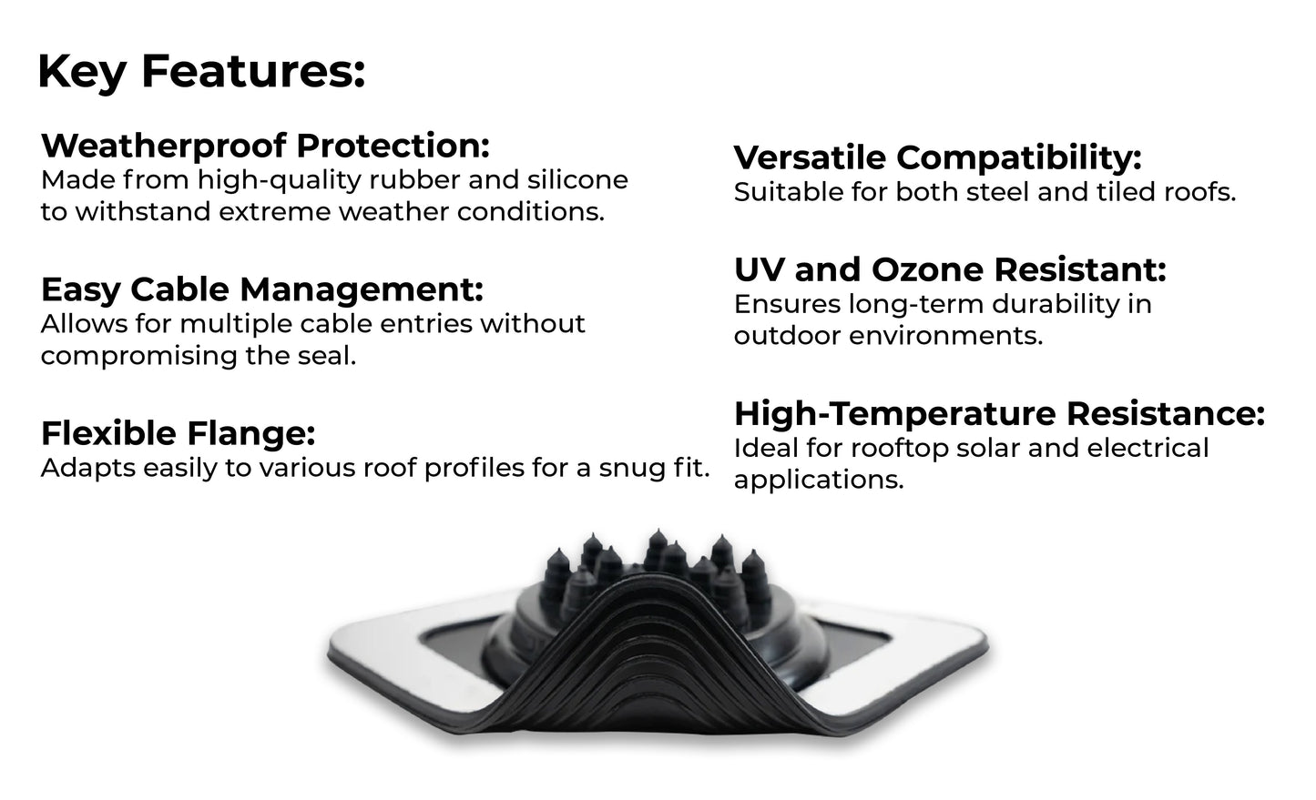 Dektite Multicable Solar Flashing for Steel and Tiled Roofs - Premium Weatherproof Cable Entry