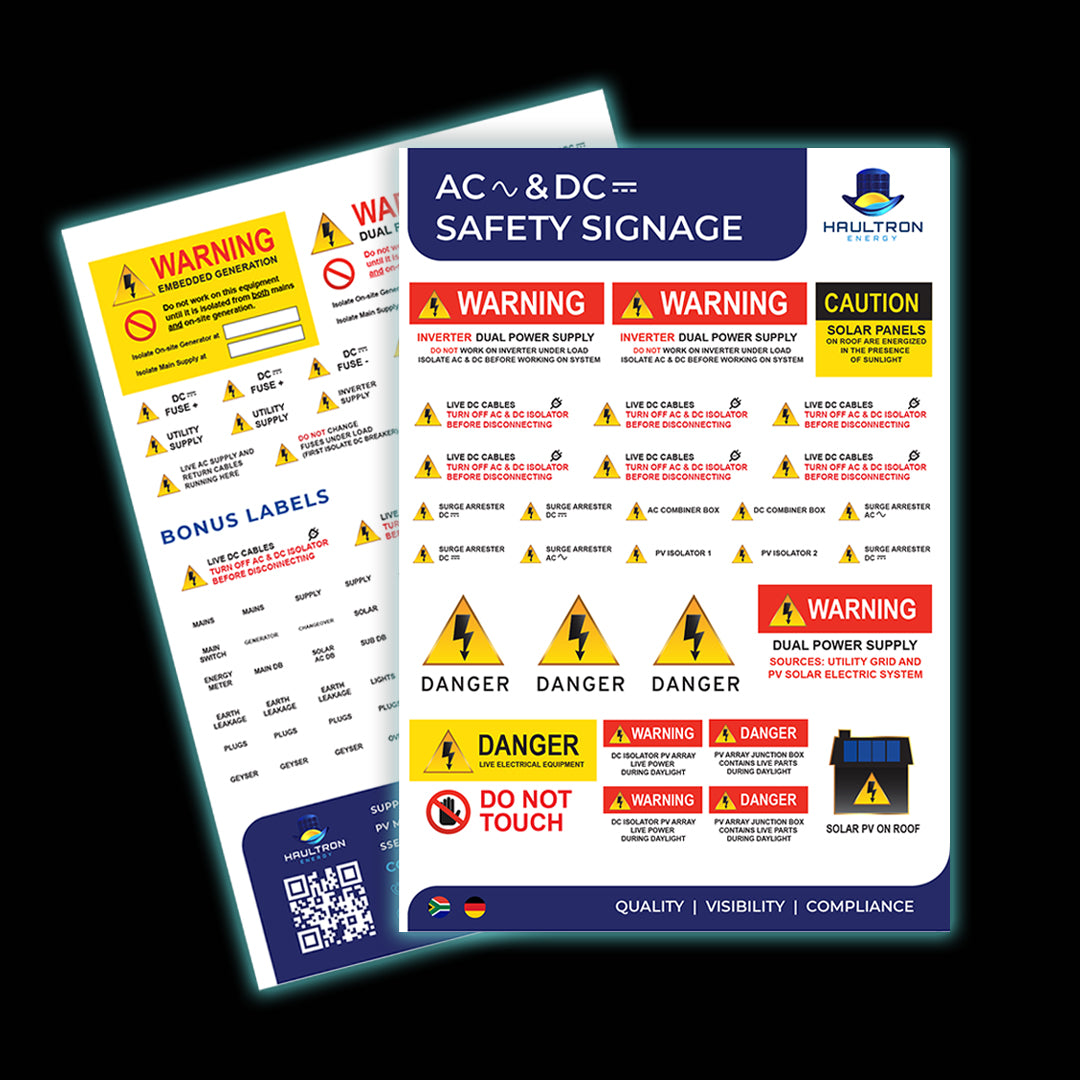 AC & DC Electrical Safety Labels for Backup and Solar Energy Systems