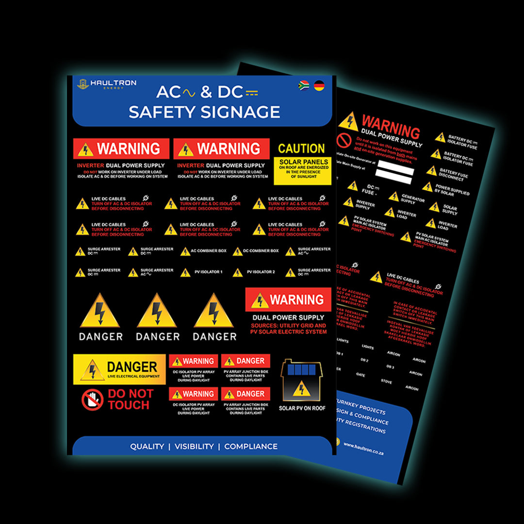 AC & DC Electrical Safety Labels for Backup and Solar Energy Systems - Haultron | Only Good Energy
