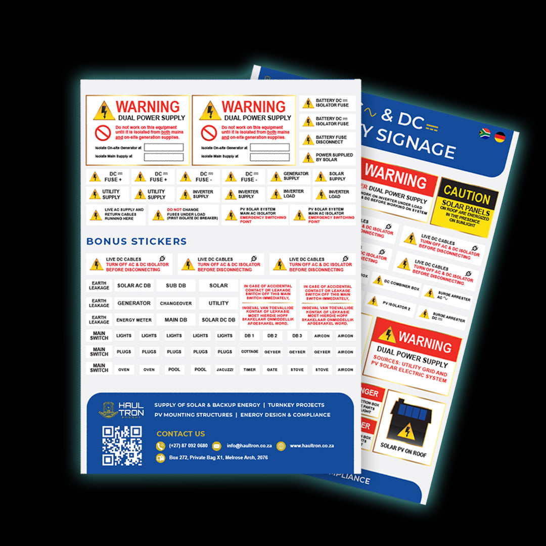 AC & DC Electrical Safety Labels for Backup and Solar Energy Systems ...
