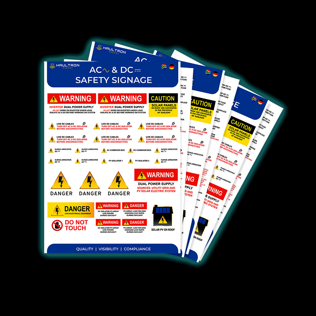 AC & DC Electrical Safety Labels for Backup and Solar Energy Systems - Haultron | Only Good Energy