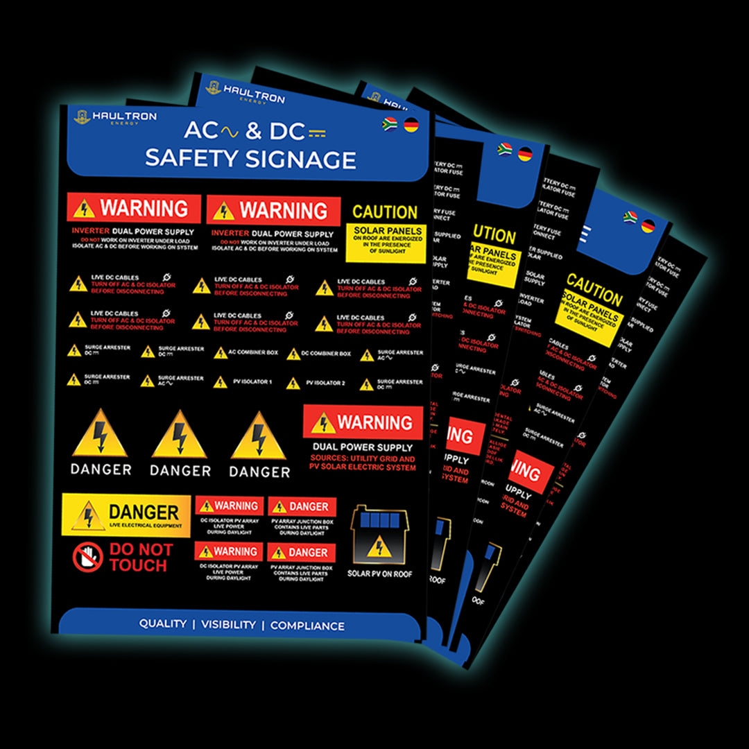 AC & DC Electrical Safety Labels for Backup and Solar Energy Systems - Haultron | Only Good Energy