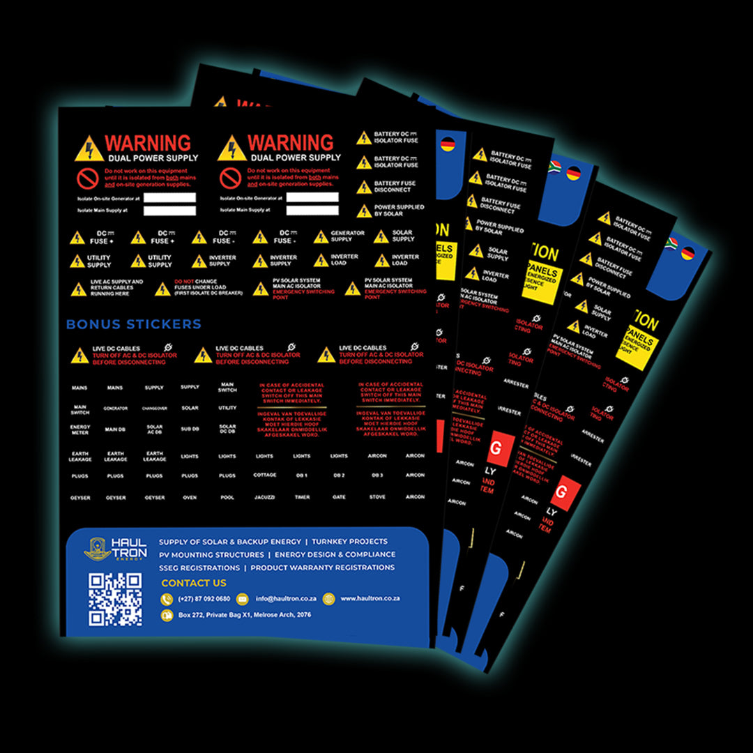 AC & DC Electrical Safety Labels for Backup and Solar Energy Systems - Haultron | Only Good Energy