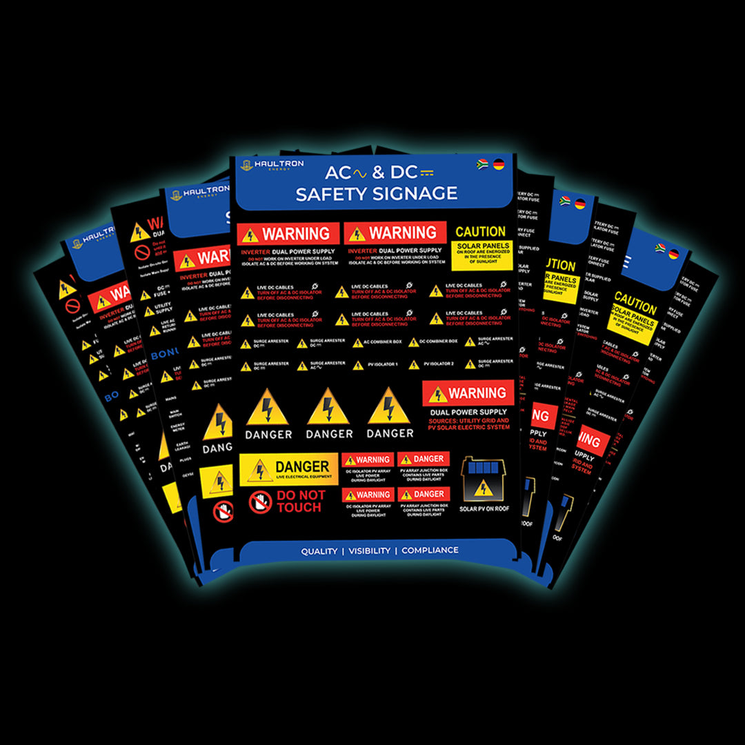AC & DC Electrical Safety Labels for Backup and Solar Energy Systems - Haultron | Only Good Energy
